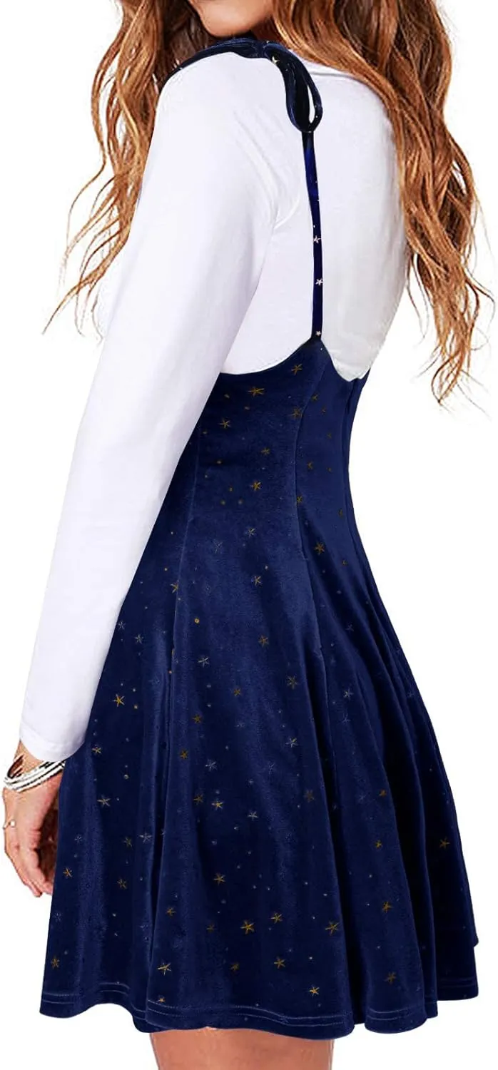 YOINS Women's Suspender Skirt Basic High Waist Versatile Flared Skater Skirt