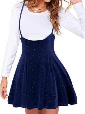 YOINS Women's Suspender Skirt Basic High Waist Versatile Flared Skater Skirt