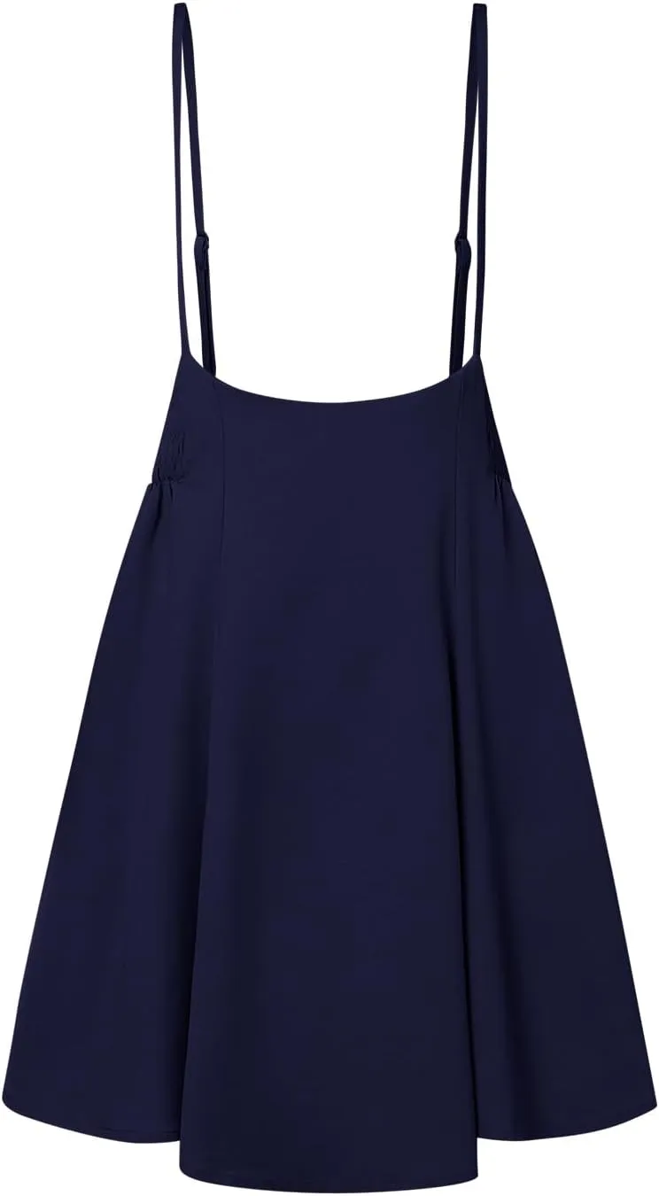 YOINS Women's Suspender Skirt Basic High Waist Versatile Flared Skater Skirt