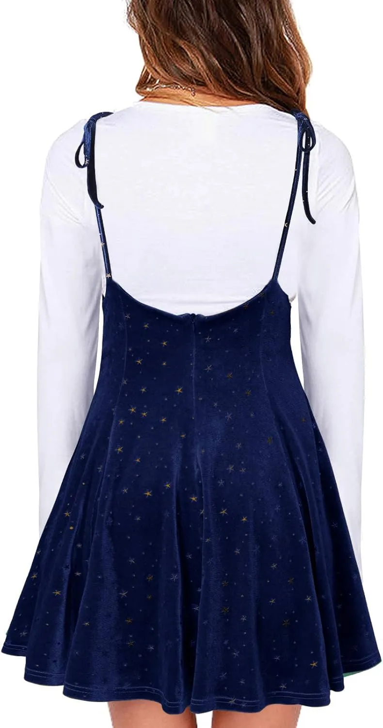 YOINS Women's Suspender Skirt Basic High Waist Versatile Flared Skater Skirt